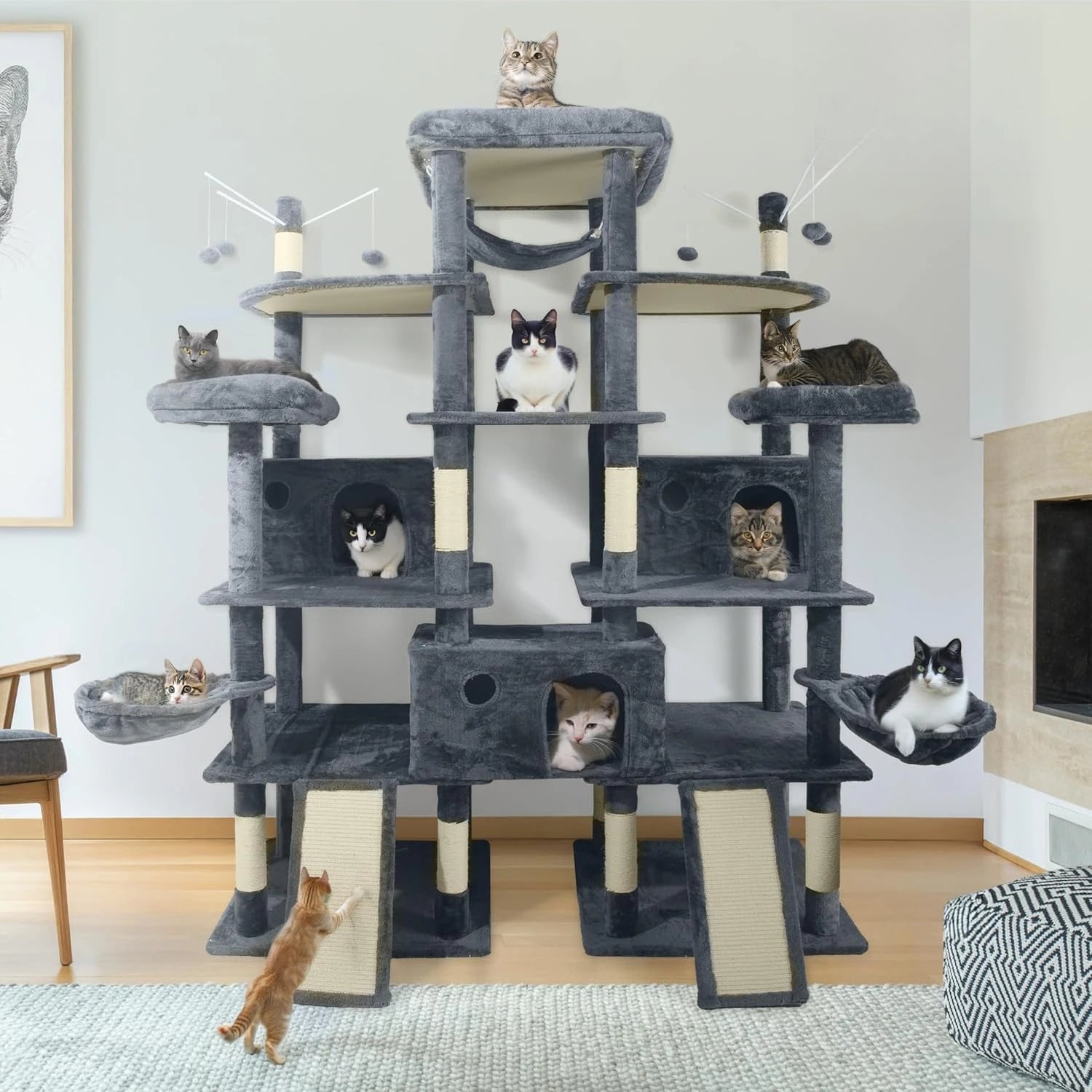 Extra Large 80” Cat Tree – Multi-Level Tower for Big Cats