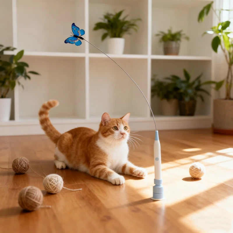 BOOTEELY Electric Butterfly Cat Toy – Self-Play Fun