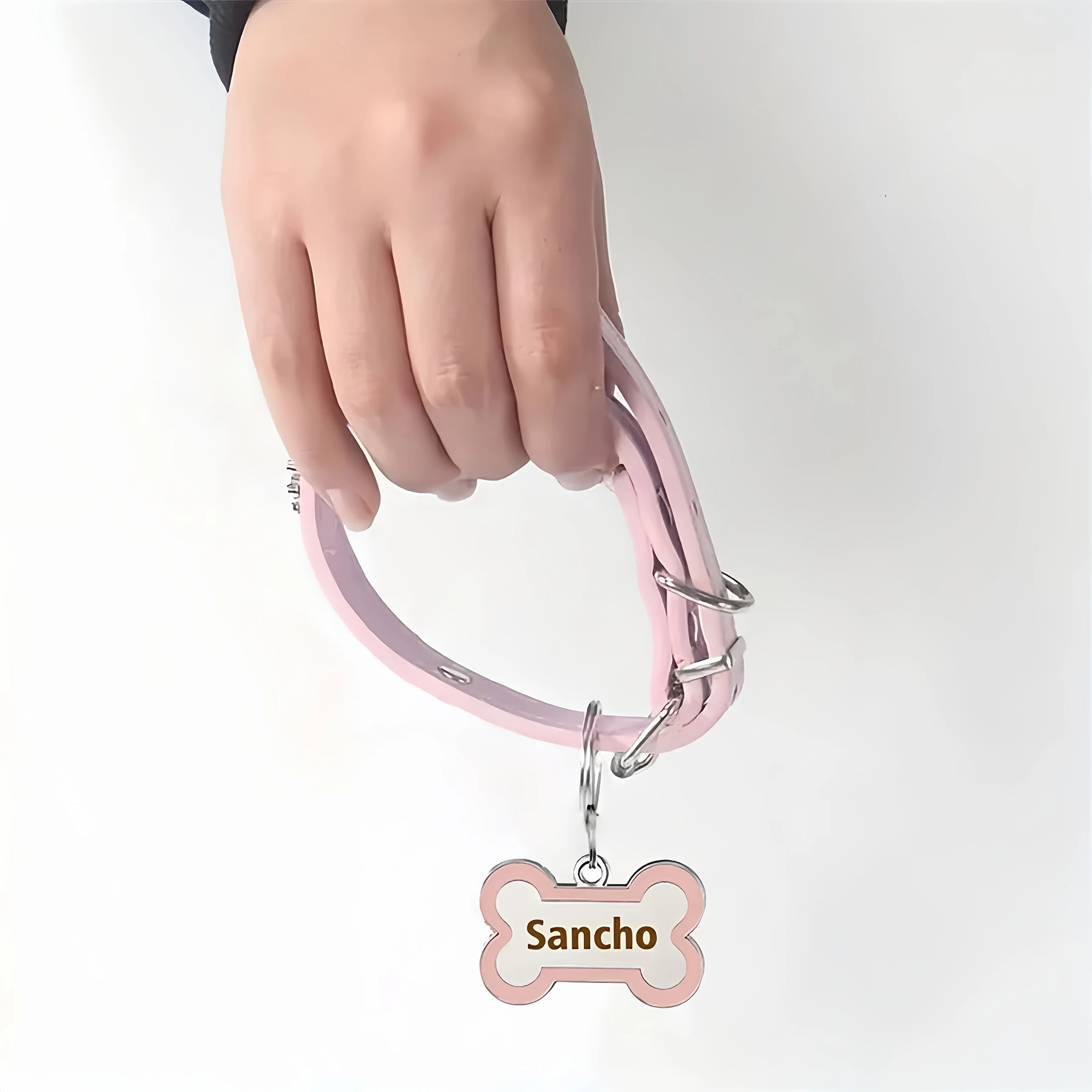 Personalized Leather Dog Collar with Engraved Name Tag