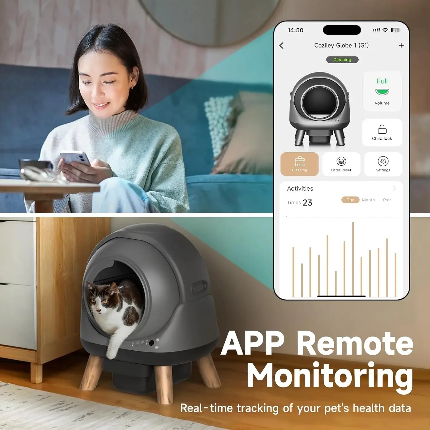 Smart Self-Cleaning Litter Box with App Control