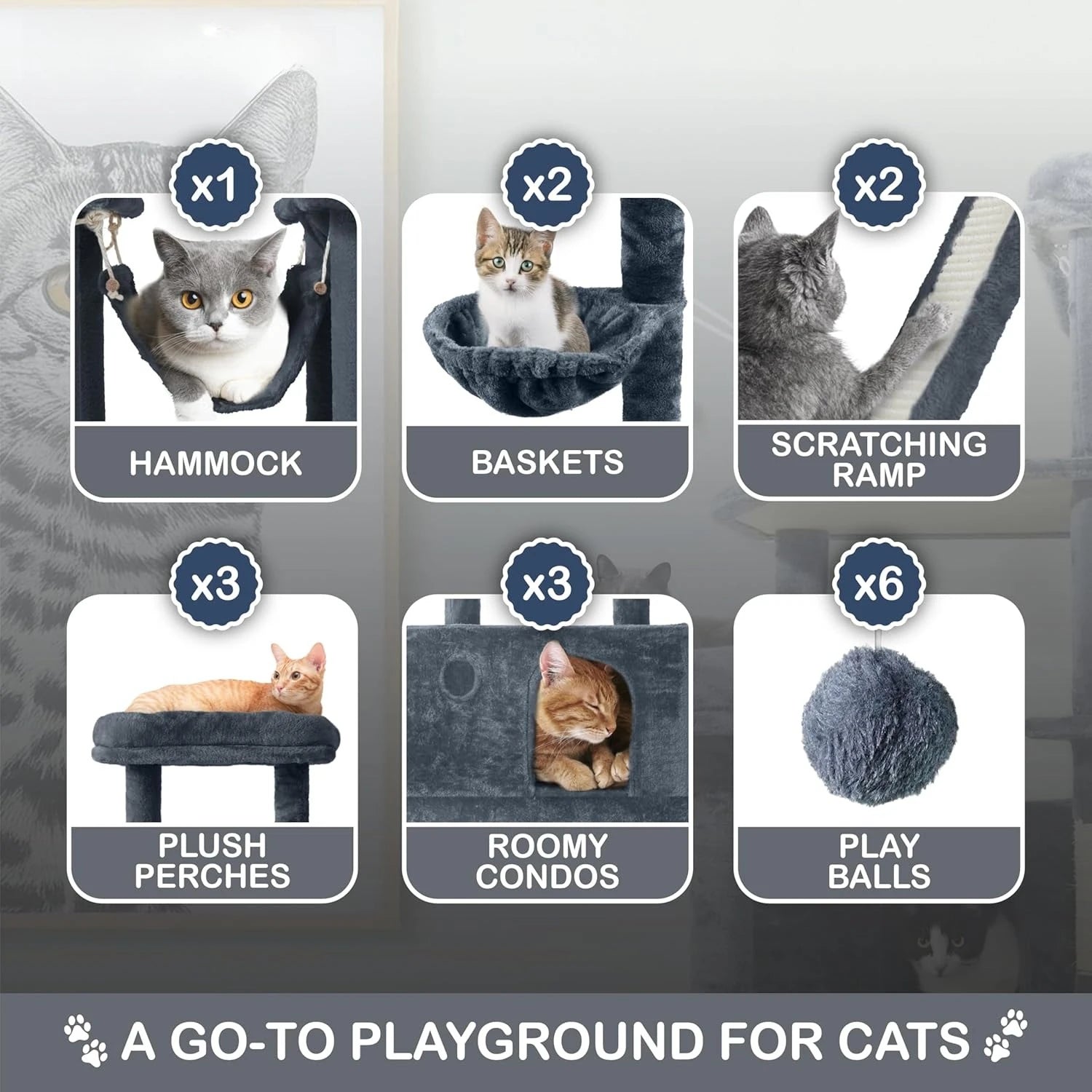 Extra Large 80” Cat Tree – Multi-Level Tower for Big Cats